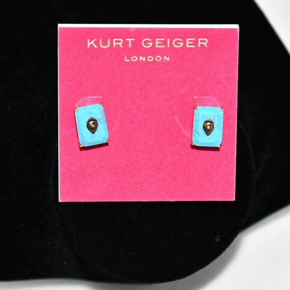 Kurt Geiger Signature Eagle Semi Precious Stud Earrings in Turquoise #518222GLD4 - Picture 1 of 4